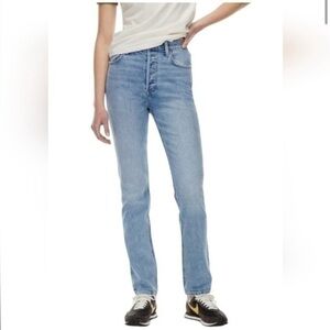 Aritzia Denim Forum Yoko High Rise Slim Button Fly Light Wash Women's 24W 28L